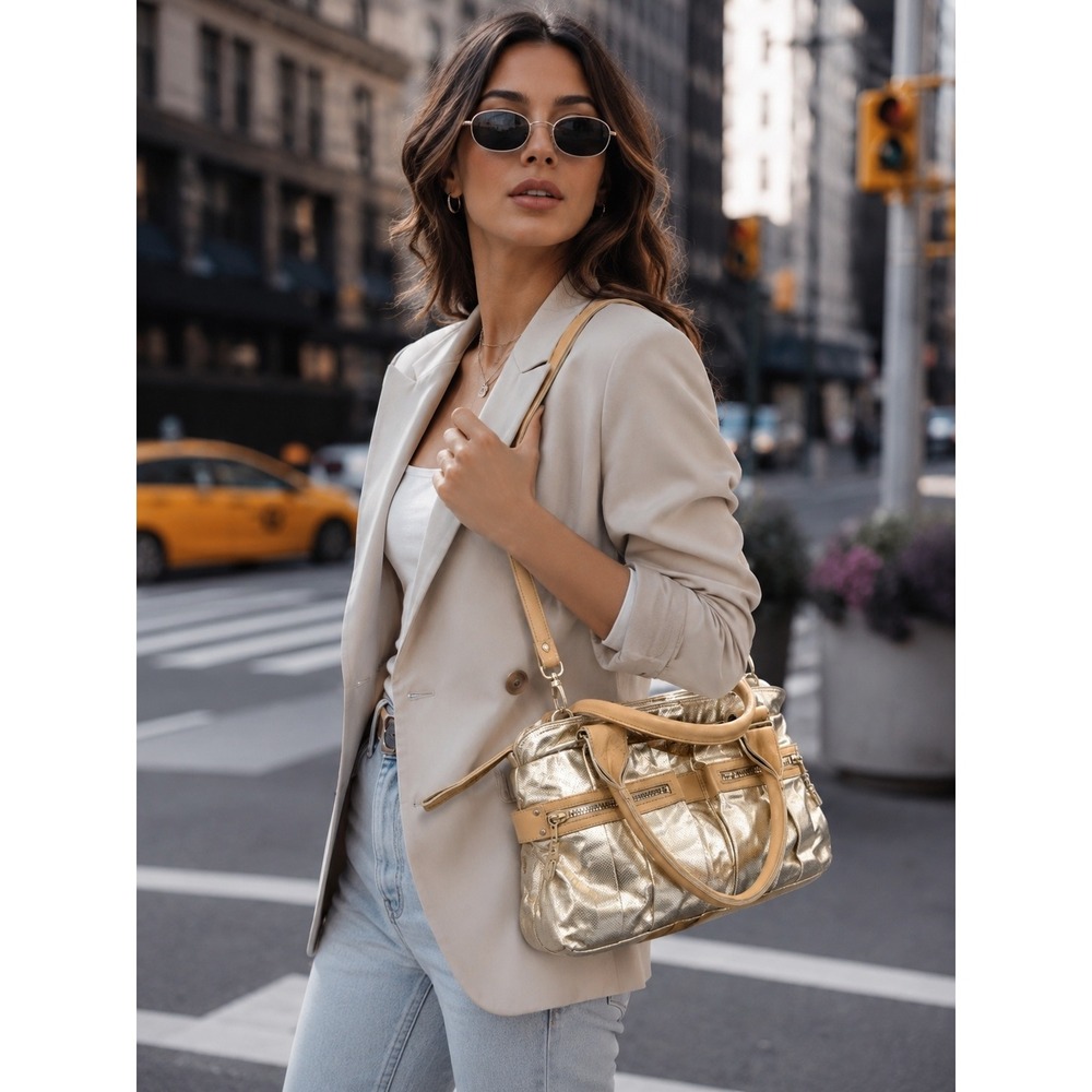 See By Chloe Day Tripper Shoulder Crossbody Bag Gold Leather Satchel  Metallic